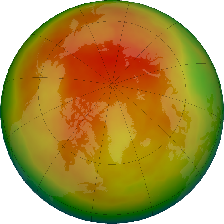 Arctic ozone map for April 2024